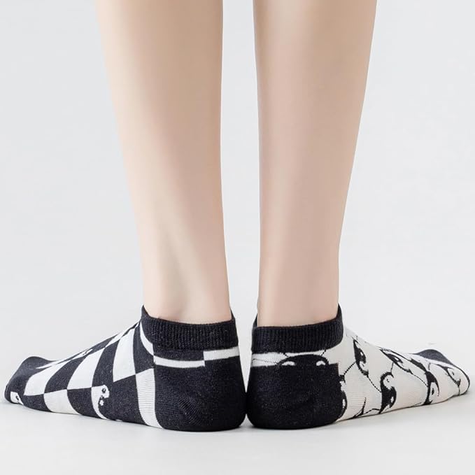 2 Pairs Funny Cartoon Animal Print Cotton Ankle Socks for Women Teens