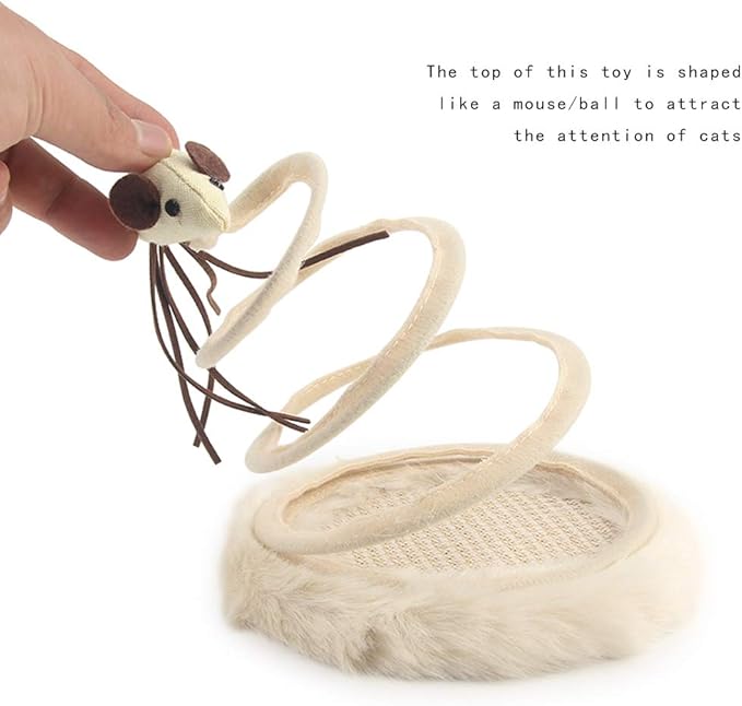 Andiker Interactive Cat Toy, Exercise Plush Mouse with Spiral Spring, Indoor Portable Toy for All Breed Sizes