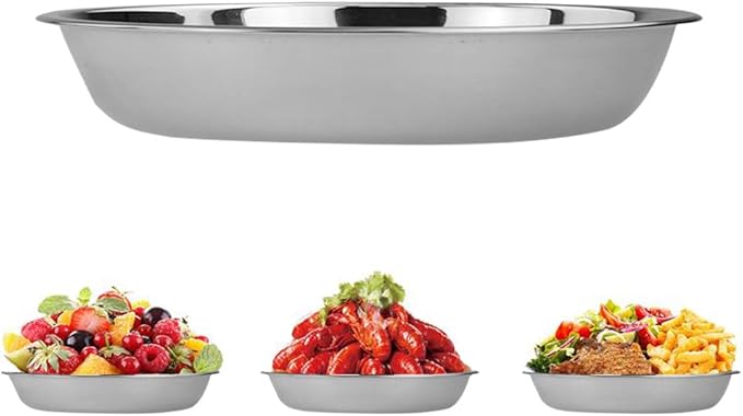 7.64 Inch Stainless Steel Round Plate, Dinner Plate Dish, Pack of 6