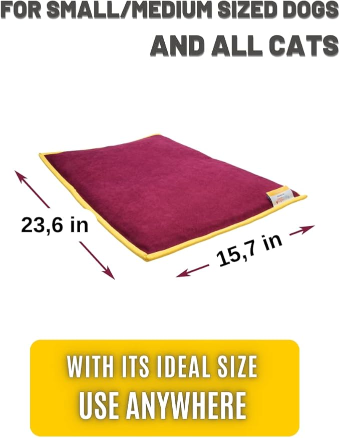 Cooling Heating Mat for Cat & Dog Small Medium Pet (16x24), 5 Layers Microwave Water Repellent No-Electric Thermal Pad Washable Non Slip Indoor Outdoor Warming Gel Summer Bed (Burgundy)