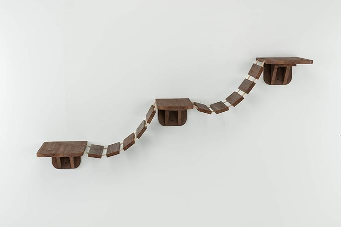 TRIXIE Wall Mount Cat Bridge, Three Platforms Linked by Bridge, Brown