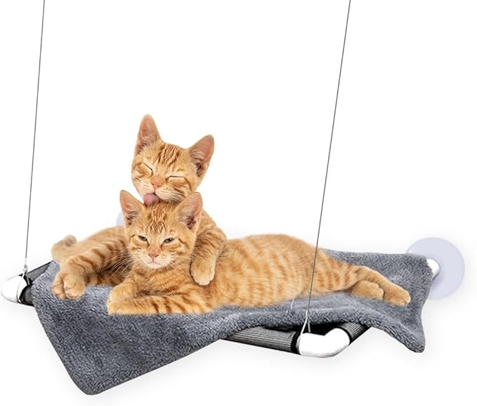Cat Window Perch Bed with Ultra Soft Fleece Mat – Deluxe Edition Pet Hammock Bed for Cats, Small Dogs Window Suction Shelf Bed for Pets – Easy Installation & Machine Washable