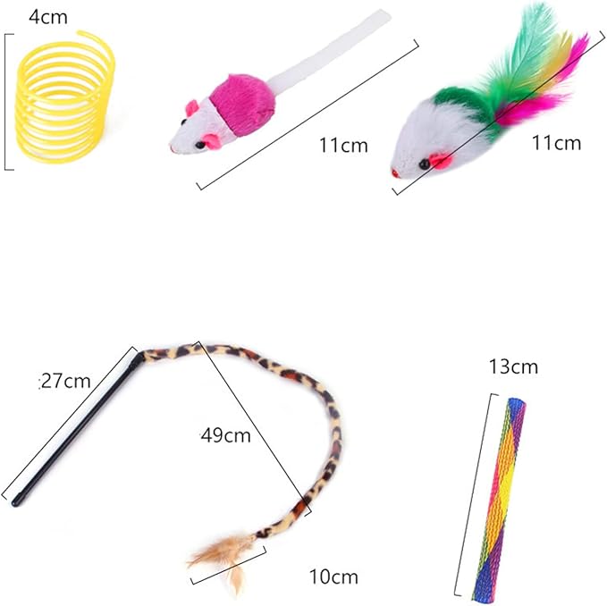 22 PCS Cat Kitten Toys Set,ncluding Interactive Feather Teaser Toy, Mouse Tumbler, Mylar Crinkle Balls Bells Toys with Collapsible Tunnel (Random Color)