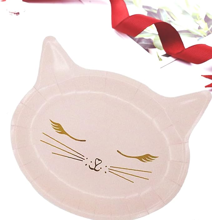 8Pcs Pink Cat Face Paper Plate - Disposable Plate with Cat Face Shape - Party Supplies - Disposable Paper Plate (9 ", 8 Pcs)
