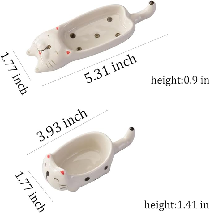 2 Pcs Cute Cats Shape Soy Sauce Dish,Cartoon Cat Small Ceramic Bowls Mini Animal Cat Plates Dipping Sauce Bowls Ceramic Sauce Dishes For Seasoning Soy Sauce Vinegar Snack Appetizers Kitchen Tableware