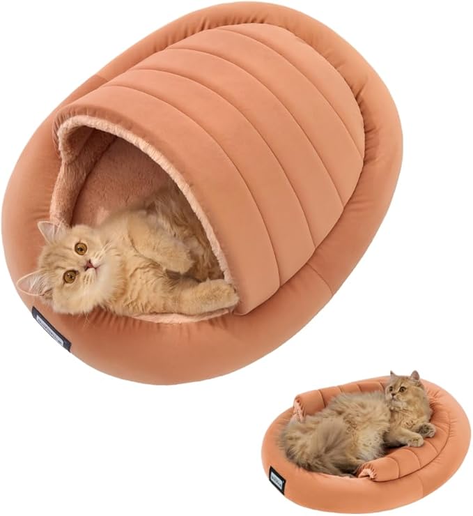 BALANCE 2 in 1 Cat Bed Cave for Kittens and Small Dogs, Cat Tents for Indoor Cats, Covered Cat Beds with Removable Cushion, Calming Cat Nest, Cat Hideaway, Washable Cat House with Non-Slip Bottom