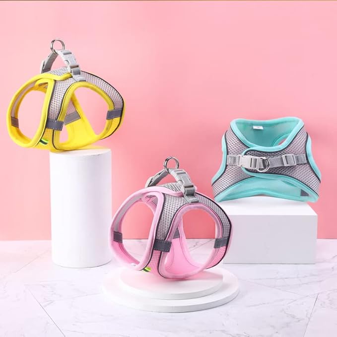 Cat Harness and Leash Set Soft Adjustable Escape Proof Cat Leash Breathable Comfortable Vest Easy to Wear Kitten/Small Dogs Harness for Outdoor Walking Pink XXS