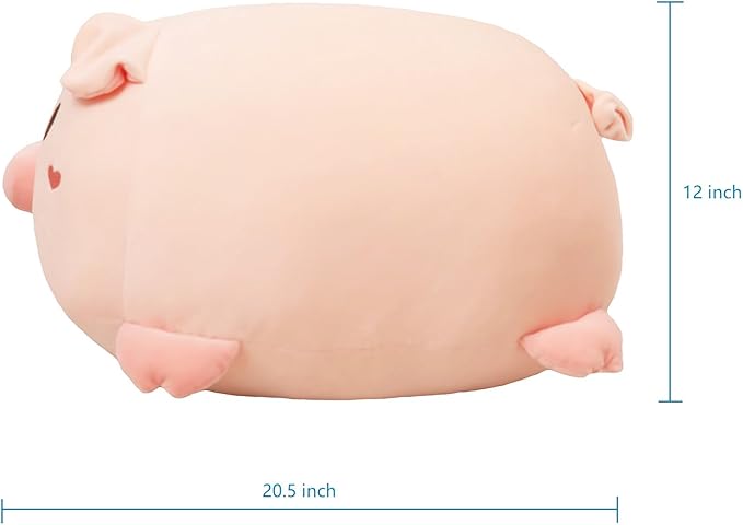 20.5 inch Super Soft Pig Plush Pillow, Adorable Stuffed Animal Toy, Chubby Kawaii Pig Plushie for Boys Girls, Cute Room Decor Fat Animals Pillow, Kids Gifts for Birthday,Valentine,Christmas