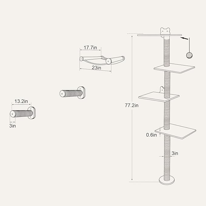 IKARE Cat Wall Shelf with Hammock,Cat Wall Shelves and Perches for Indoor, Mounted Cat Wall Hammock for Climbing, Sleeping and Playing.