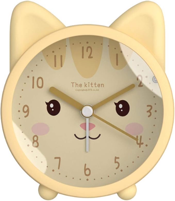 3" Cartoon Animal Alarm Clock Silicon Analog Silent Non Ticking Backlight Desk Clock