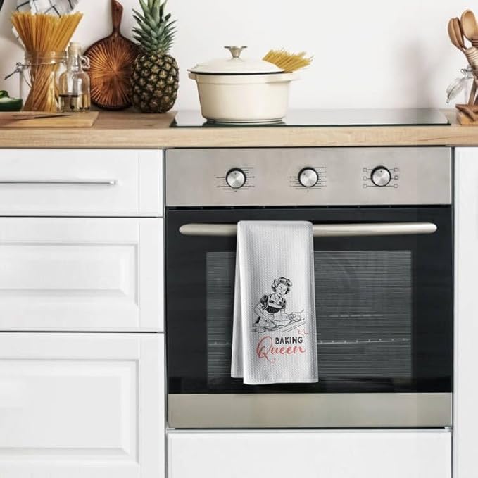 Baking Funny Queen Kitchen Towels,Cute Hand Dishcloth, 16 X 24 Inch Dish DéCor,Joked Bar Baking Flour Sack,Absorbent Tea Towel ,Sweet Gifts For Lover Mom Hostess Women New Home Housewarming Friend