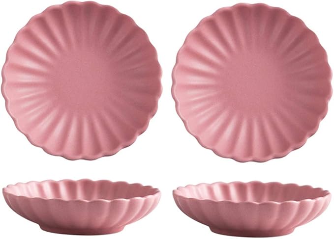 3.5 Inches Flower Shape Ceramic Sauce Dish,Mini Side Seasoning Dish,Condiment Dishes/Sushi Soy Dipping Bowl,Snack Serving Dishes,Porcelain Small Saucer Set(Set of 4)