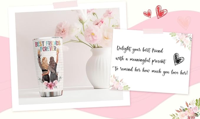 34HD Best Friend Tumbler with Lid, 20oz Insulated BFF Drinking Cup, Another Bonding Year Coffee Mug, Best Friends Gifts, Bestie Gifts for Birthday Mothers Day Christmas