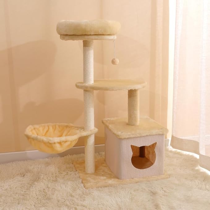 PowerKing Natural Sisal Replacement Scratching Post, 4 Pieces M8 Cat Scratch Post Refill Pole Parts for Refurbishment, White, Include Screws, 15.74''+11.88''+7.87''+3.93''