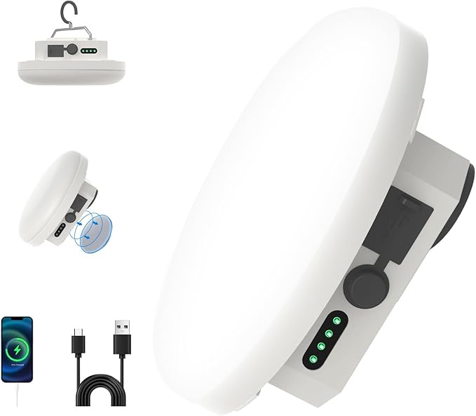 10000mAh Rechargeable Hanging Tent Lighting, Portable 30W 4000LM LED Camping Lantern with Magnet, Power Bank, 4 Lighting Modes, IPX5 Waterproof LED Flashlight for Emergency