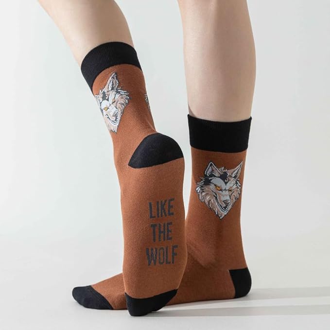 5 Pairs Cute Animal Crew Socks Fun Casual Cotton Calf Socks for Women