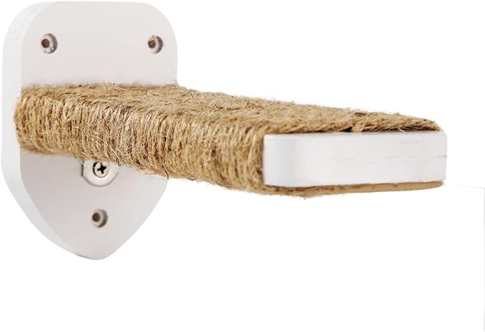 3 Pcs Cat Wall Steps, Cat Shelves and Perches for Wall, Wall-Mounted Cat Climbing Shelf with Hemp Rope Covered, Cat Wall Furniture Steps Set with Scratching Pads for Cats Playing and Climbing (White)