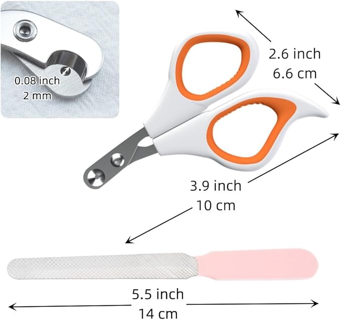 1PCS Pet Nail Clipper Orange Cat Nail Clipper with Round Cut Hole Claw Clipper Trimmer Claw Trimmer Pet Nail Scissor with Nail File for Cats, Birds, Reptiles and Small Animals