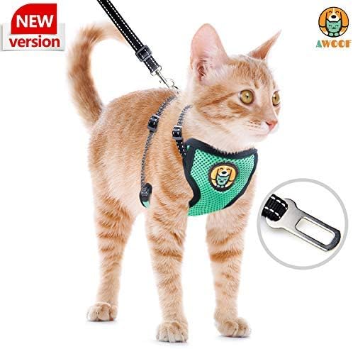 Cat Harness and Leash Escape Proof, Adjustable Cat Kitten Puppy Walking Jacket with Metal Leash Ring, Soft Breathable Small Pet Vest (M)