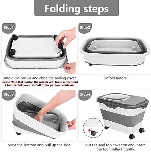 2 PCS Dog Food Storage Containers 15-20 Lbs Collapsible Dog Food Storage Container - with Measuring Cup &Scoop(Black+Black)