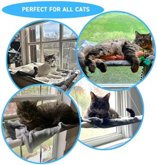 Cat Window Perch Bed with Ultra Soft Fleece Mat – Deluxe Edition Pet Hammock Bed for Cats, Small Dogs Window Suction Shelf Bed for Pets – Easy Installation & Machine Washable