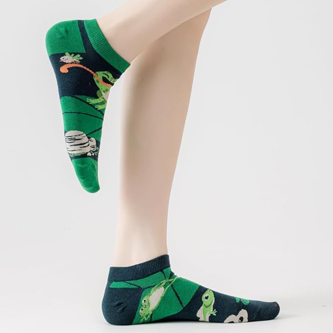 2 Pairs Funny Cartoon Animal Print Cotton Ankle Socks for Women Teens