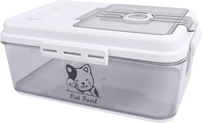 Airtight Cat Food Storage Container,5 Liters Cat Food Bin,4~5Lbs Cat Food Bucket With Measuring Cup-Pet Food Container for Cat food, Kibble,Cat treats-BPA Free Plastic