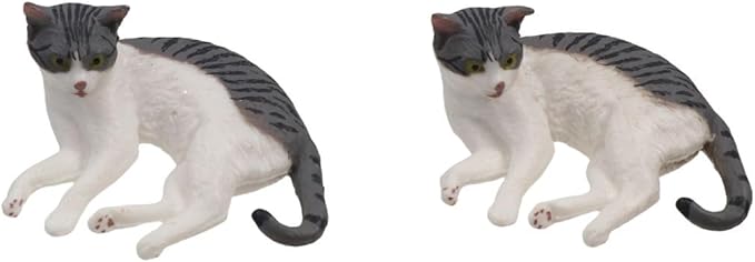 2 Pcs Cat Figurines, Plastic Cat Figures Realistic Kitten Model Cats Ornament Mini Cute Simulation Cat Home Decor