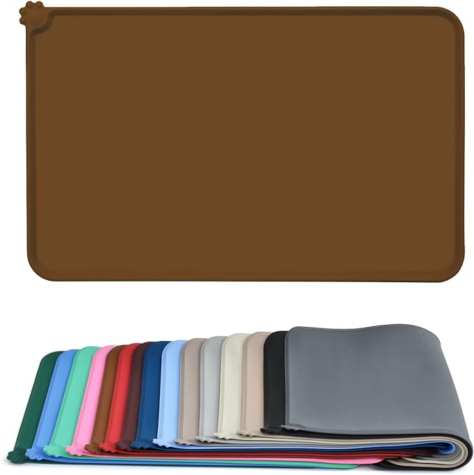 AUDWUD Silicone Waterproof Pet Feeding Mats,Anti Slip Bowl Pad, Dog Mat for Food and Water