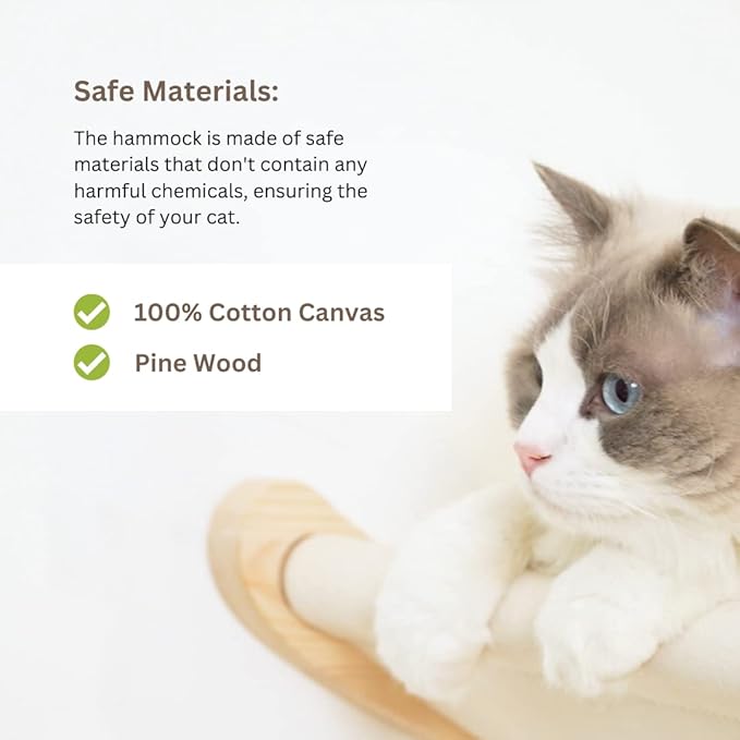 Cat Wall Hammock with Steps | Mounted Wall Furniture of Cats | Perches and Pet Bed for Large Cats | Strong Pet Hammock Set for Cats | Cat Wall Shelves