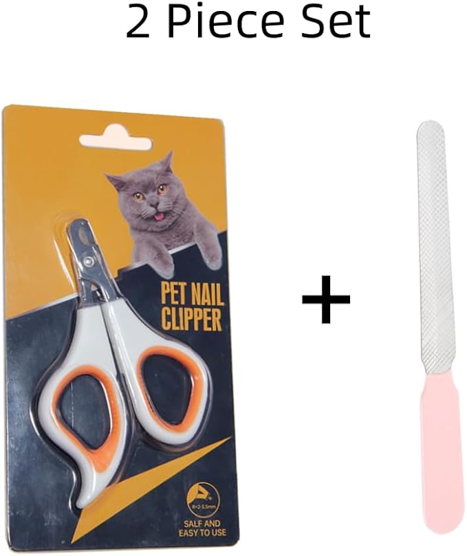 1PCS Pet Nail Clipper Orange Cat Nail Clipper with Round Cut Hole Claw Clipper Trimmer Claw Trimmer Pet Nail Scissor with Nail File for Cats, Birds, Reptiles and Small Animals