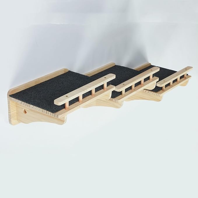 47.2" x 11.8" Natural Solid Wood Wall Mounted Cat Shelves, Superhighway Walkway Balcony Wall Furniture Shelves, Wall Steps Stairs, Perch