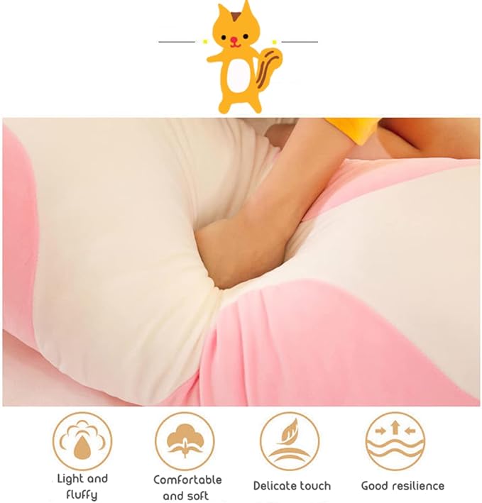 43.32in Giant Cat Pillow Plush Sleeping Pillow Cute Cartoon Cat Stuffed Animals Soft Long Body Pillow Gift for Kids Girlfriend(Pink)