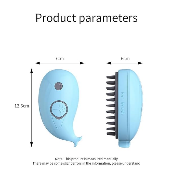 3 in 1 Silicone Grooming Brush for Cats and Dogs - Steamy Massager for Removing Tangles and Loose Hair (Blue)