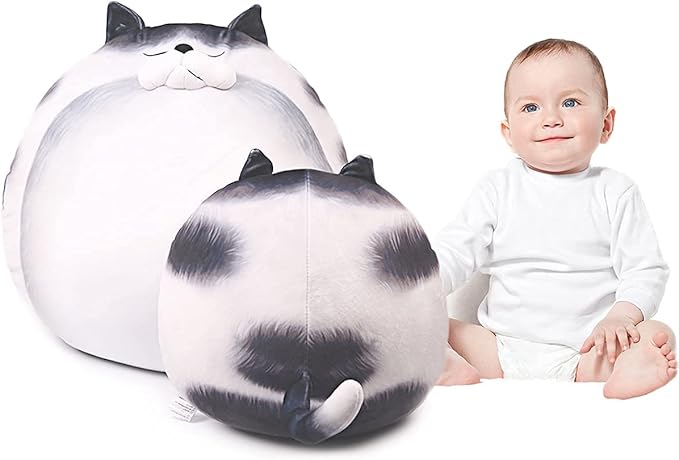 ARELUX 18In High Chubby Cat Plush Pillow, Cute Fat Kitty Cat Stuffed Animal Soft Kitten Adorable Hugging Pillow Anime Plushies,Funny Toy Birthday for Adults Friends