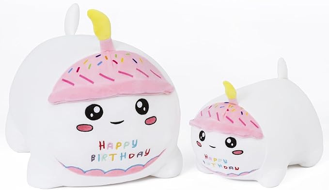 15.8'' Cat Plush Stuffed Animals Birthdays Gifts, White Cat Plush Pillow Soft Kitty Plushie, Chubby Plush Toy Birthday Gifts for Kids Girlfriend