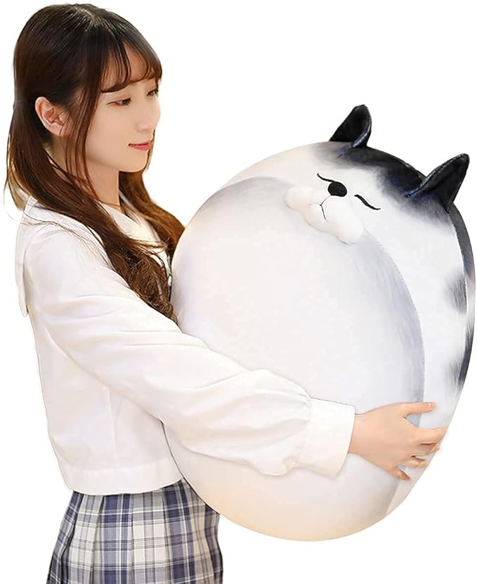 ARELUX 18In High Chubby Cat Plush Pillow, Cute Fat Kitty Cat Stuffed Animal Soft Kitten Adorable Hugging Pillow Anime Plushies,Funny Toy Birthday for Adults Friends