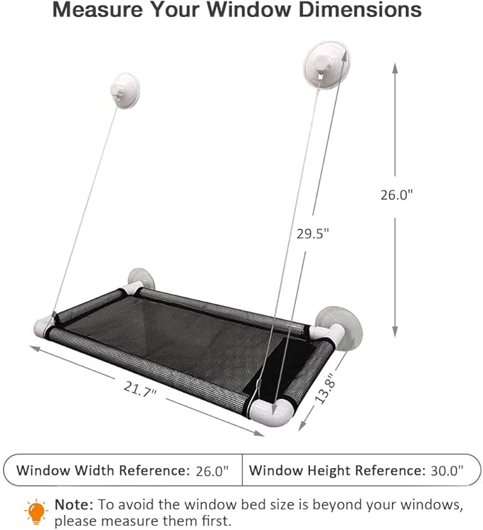 Lcybem Cat Hammocks for Window - Seat Suction Cups Space Saving Cat Bed, Pet Resting Seat Safety Cat Window Perch for Large Cats, Providing All Around 360° Sunbath for Indoor, Weighted up to 33lbs