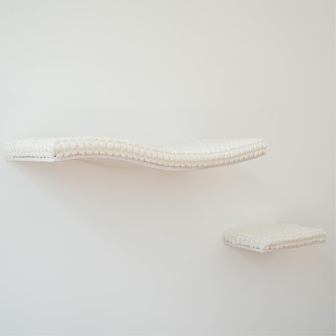 Floating Cat Shelves, Cat Wall Furniture, Wall Mounted Cat Shelf, Cat Bed, Modern Cat Bed, Cat House, Cat Steps for Wall, Cat Window Perch, Cat Wall Set Ivory/White Waved Cat Shelf Cat Step