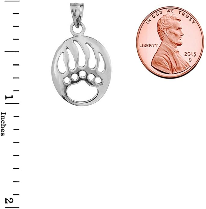 Animal Kingdom Fine Sterling Silver Cut-Out Bear Paw Charm Pendant