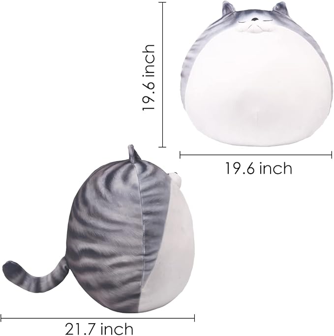 ARELUX 18In High Chubby Cat Plush Pillow, Cute Fat Kitty Cat Stuffed Animal Soft Kitten Adorable Hugging Pillow Anime Plushies,Funny Toy Birthday for Adults Friends