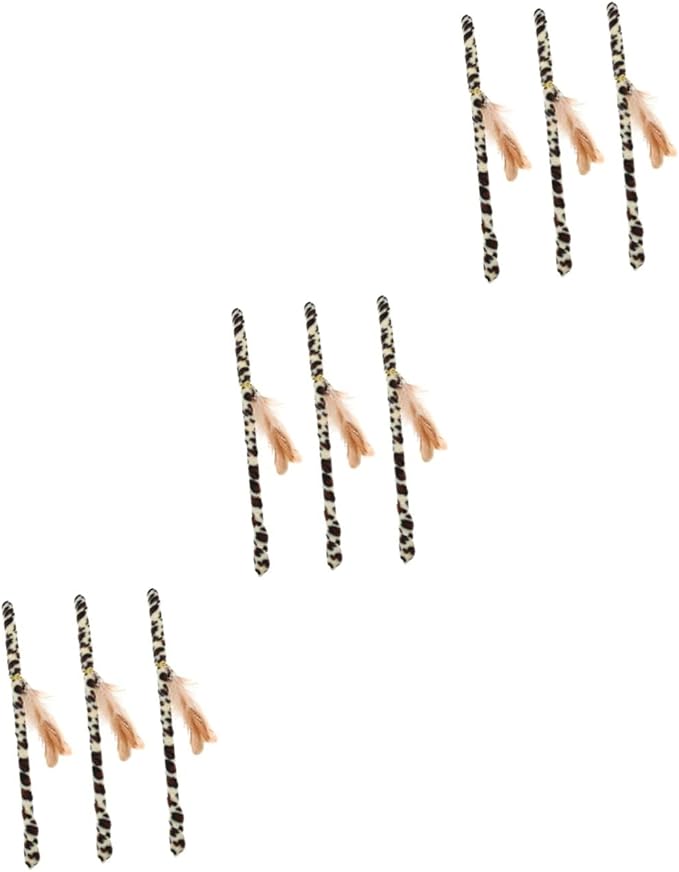 balacoo 9 Pcs Cat Teaser Leopard Cat Wand Indoor Cat Toys Cat Teasing Wand Small Cat Toys Funny Cat Toy Cat Teething Toy Dog Portable Cat Toy Cat Plaything Cat Toy Wand Pet Kitten Cloth