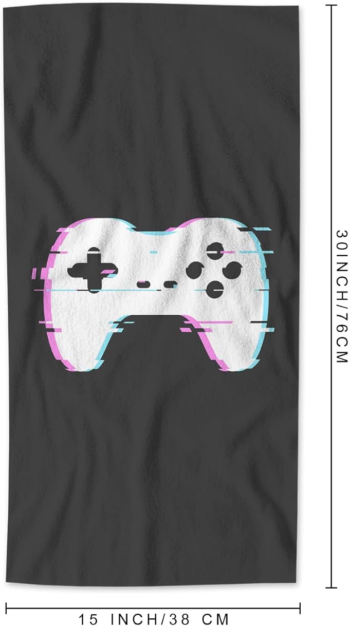 AOYEGO Game Hand Towels Gamer Player Vintage Video Gamepad Controller Highly Absorbent Soft Towels Bathroom Beach Kitchen Spa Gym Face Towel 15x30 Inch