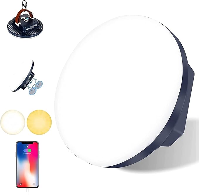 16500mAh 3000LM 3000K 6000K Flashlight Portable LED Camping Lantern Rechargeable Light 60W with Magnet IP65 Waterproof Tent Light Power Failure Emergency Survival Kits for Fathers Day Gift