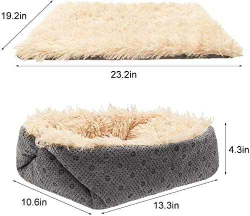 PUPTECK Furry Self Warming Cat Bed Mat - Foldable Convertible Thermal Cat Sleeping Bag Pad, Comfy Pet Heated Nest Mat Anti-Slip for Cat & Puppy