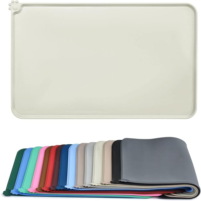 AUDWUD Silicone Waterproof Pet Feeding Mats,Anti Slip Bowl Pad, Dog Mat for Food and Water