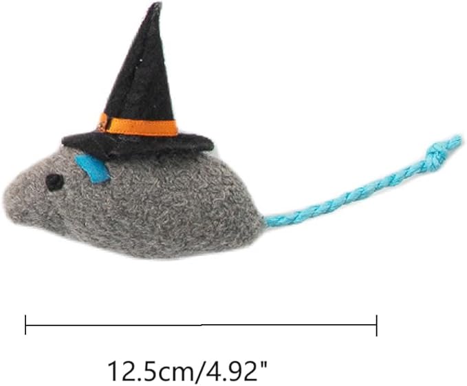 6 Packs Cat Toys Interactive Toy Witch Magic Hat Costume Plush Mouse Shaped Catnip Toys
