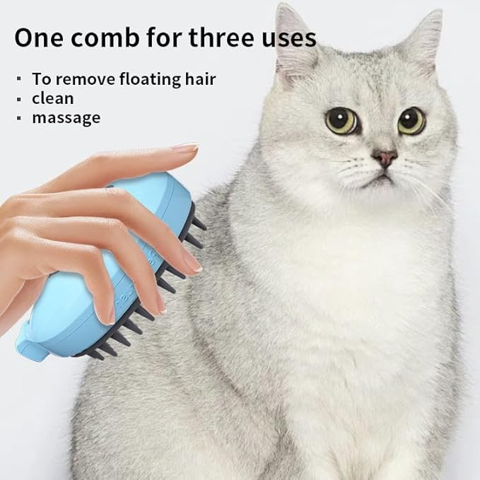 2-Pack Cat steam brush,Steam brush for cats,3-in-1 Grooming, Skin Friendly Pet steam brush,Massaging & Detangling Tool with Steam Technology - Easy Clean, Cat brushes for indoor cats,Blue & Pink Set