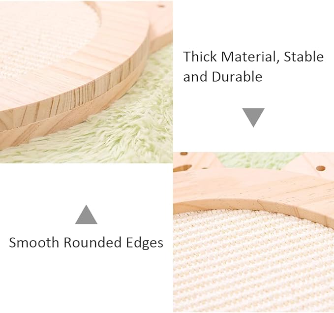 La La Pet® Wall Mounted Cat Bed Wooden Floating Cat Shelf Capsule Cat House Cat Perch Cat Steps Cat Ladder Cat Tree Cat Furniture Cat Lounger Cat Climber (15.7" Scratcher Board)