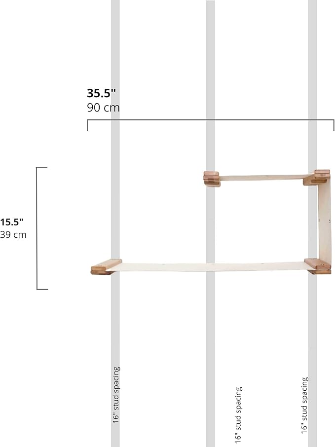 Catastrophic Creations Double Decker Cat Hammock – Wall Mounted Cat Tree with Hammock Perch – Cat Wall Hammock w/Canvas Fabric – Bamboo Cat Tower for Indoor Cats – Modern Cat Furniture